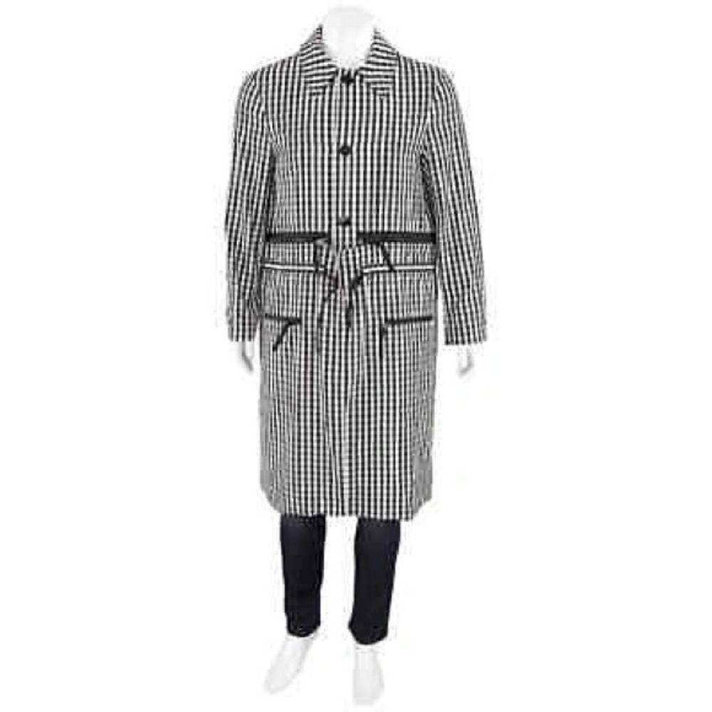 Burberry Black & White Gingham Technical Wool Loop-back Car Coat, NWT